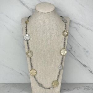 Chicos Mixed Metal Hammered Disc Chain Layering Necklace 42" ✨